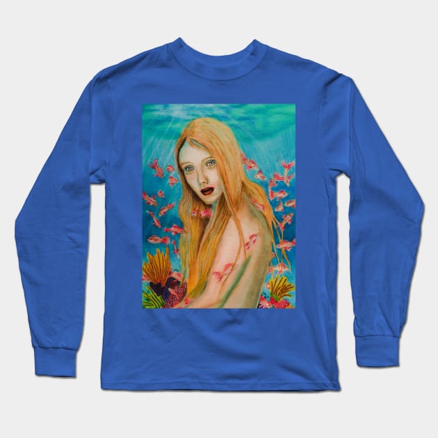 Mermaid Long Sleeve T-Shirt by teenamarie23art